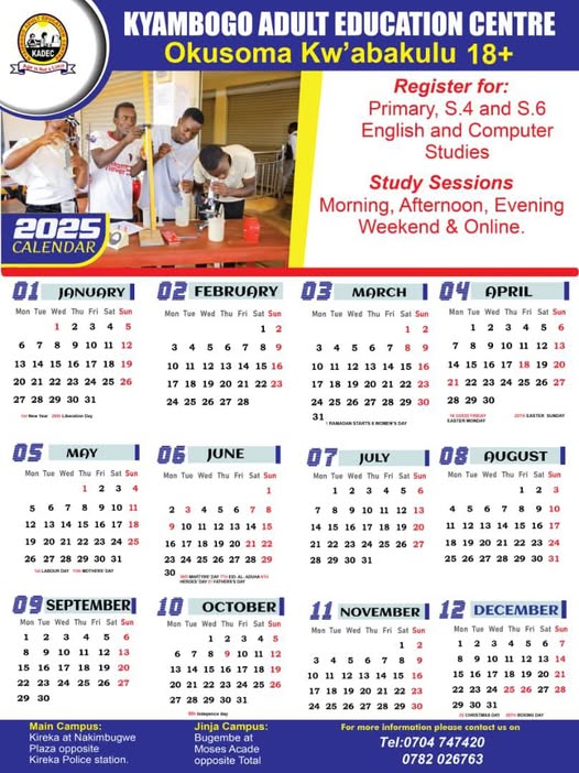 Academic calendar display
